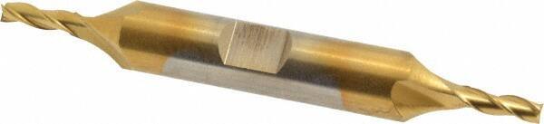 Cleveland - 1/8", 3/8" LOC, 3/8" Shank Diam, 3-1/16" OAL, 3 Flute, High Speed Steel Square End Mill - Double End, TiN Finish, Spiral Flute, 30° Helix, Centercutting, Right Hand Cut, Right Hand Flute, Series HD-3 - Benchmark Tooling