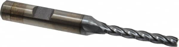 Cleveland - 3/16", 1-1/4" LOC, 3/8" Shank Diam, 3-1/16" OAL, 4 Flute, High Speed Steel Square End Mill - Single End, TiCN Finish, Spiral Flute, 30° Helix, Centercutting, Right Hand Cut, Right Hand Flute, Series HG-4C - Benchmark Tooling