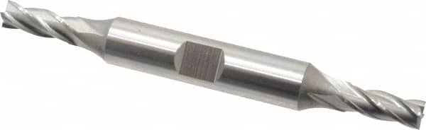 Cleveland - 7/32", 9/16" LOC, 3/8" Shank Diam, 3-1/4" OAL, 4 Flute, Cobalt Square End Mill - Double End, Uncoated, Spiral Flute, 30° Helix, Centercutting, Right Hand Cut, Right Hand Flute, Series HDC-4C - Benchmark Tooling