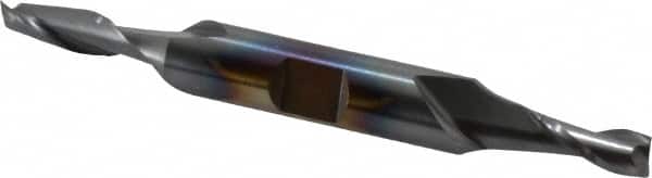 Cleveland - 7/32", 1/2" LOC, 3/8" Shank Diam, 3-1/4" OAL, 2 Flute, Cobalt Square End Mill - Double End, TiCN Finish, Spiral Flute, 30° Helix, Centercutting, Right Hand Cut, Right Hand Flute, Series HDC-2 - Benchmark Tooling