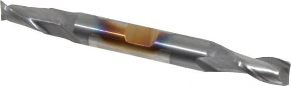 Cleveland - 5/16", 9/16" LOC, 3/8" Shank Diam, 3-1/2" OAL, 2 Flute, Cobalt Square End Mill - Double End, TiCN Finish, Spiral Flute, 30° Helix, Centercutting, Right Hand Cut, Right Hand Flute, Series HDC-2 - Benchmark Tooling