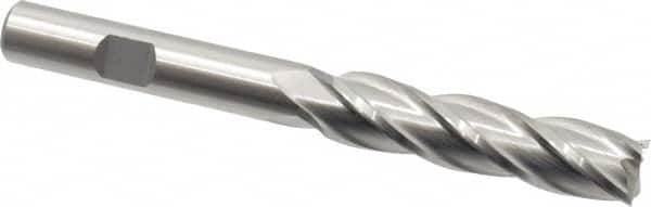 Cleveland - 7/16", 1-3/4" LOC, 3/8" Shank Diam, 3-3/4" OAL, 4 Flute, Cobalt Square End Mill - Single End, Uncoated, Spiral Flute, 30° Helix, Centercutting, Right Hand Cut, Right Hand Flute, Series HGC-4C - Benchmark Tooling