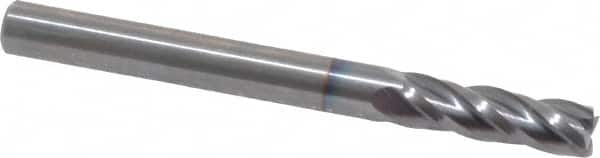 OSG - 3/16", 5/8" LOC, 3/16" Shank Diam, 2" OAL, 4 Flute, Solid Carbide Square End Mill - Single End, TiCN Finish, Spiral Flute, 30° Helix, Centercutting, Right Hand Cut, Right Hand Flute, Series 404 - Benchmark Tooling