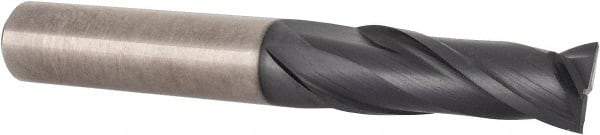 Accupro - 3/8", 1" LOC, 3/8" Shank Diam, 2-3/4" OAL, 2 Flute, Solid Carbide Square End Mill - Single End, TiAlN Finish, Spiral Flute, 30° Helix, Centercutting, Right Hand Cut, Right Hand Flute - Benchmark Tooling