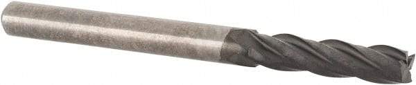 Accupro - 1/8", 1/2" LOC, 1/8" Shank Diam, 1-1/2" OAL, 4 Flute, Solid Carbide Square End Mill - Single End, Diamond Finish, Spiral Flute, 30° Helix, Centercutting, Right Hand Cut, Right Hand Flute - Benchmark Tooling