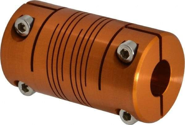Lovejoy - 1/2" Max Bore Diam, Flexible Clamp Hub Coupling - 1-1/4" OD, 2-1/4" OAL, Anodized Aluminum - Benchmark Tooling