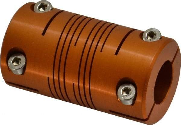 Lovejoy - 5/8" Max Bore Diam, Flexible Clamp Hub Coupling - 1-1/4" OD, 2-1/4" OAL, Anodized Aluminum - Benchmark Tooling