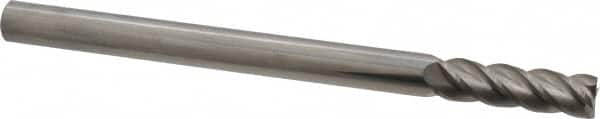 Accupro - 7/16", 1-1/2" LOC, 7/16" Shank Diam, 6" OAL, 4 Flute, Solid Carbide Square End Mill - Single End, Uncoated, Spiral Flute, 40° Helix, Centercutting, Right Hand Cut, Right Hand Flute - Benchmark Tooling