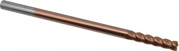 Accupro - 5/16", 1-1/2" LOC, 5/16" Shank Diam, 6" OAL, 4 Flute, Solid Carbide Square End Mill - Single End, TiCN Finish, Spiral Flute, 40° Helix, Centercutting, Right Hand Cut, Right Hand Flute - Benchmark Tooling
