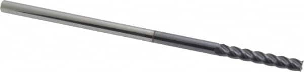 Accupro - 1/8", 3/4" LOC, 1/8" Shank Diam, 3" OAL, 4 Flute, Solid Carbide Square End Mill - Single End, AlTiN Finish, Spiral Flute, 40° Helix, Centercutting, Right Hand Cut, Right Hand Flute - Benchmark Tooling