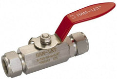 Ham-Let - 1" Pipe, Compression x Compression End Connections, Stainless Steel, Inline, Two Way Flow, Instrumentation Ball Valve - 2,000 psi WOG Rating, Locking Lever Handle, Reinforced PTFE Seal, Reinforced PTFE Seat - Benchmark Tooling