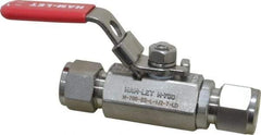 Ham-Let - 1/2" Pipe, Compression x Compression End Connections, Stainless Steel, Inline, Two Way Flow, Instrumentation Ball Valve - 2,000 psi WOG Rating, Locking Lever Handle, Reinforced PTFE Seal, Reinforced PTFE Seat - Benchmark Tooling