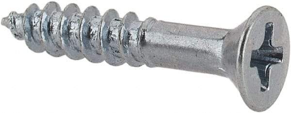 Value Collection - #4, 5/8" OAL, Phillips Drive, Flat Head Wood Screw - Zinc Plated Steel, Grade 2 - Benchmark Tooling