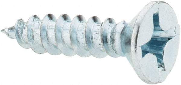 Value Collection - #12, 1" OAL, Phillips Drive, Flat Head Wood Screw - ASME B18.6.1, Zinc Plated Steel, Grade 2 - Benchmark Tooling