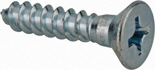 Value Collection - #14, 1-1/4" OAL, Phillips Drive, Flat Head Wood Screw - ASME B18.6.1, Zinc Plated Steel, Grade 2 - Benchmark Tooling