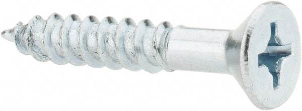 Value Collection - #14, 1-1/2" OAL, Phillips Drive, Flat Head Wood Screw - ASME B18.6.1, Zinc Plated Steel, Grade 2 - Benchmark Tooling