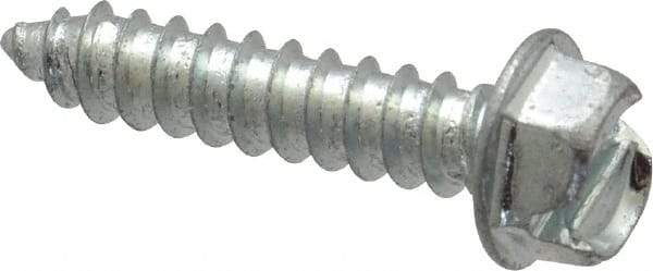 Value Collection - #12 Hex Washer Head Slotted Sheet Metal Screw - Steel, 1" Length Under Head, Grade 2 - Benchmark Tooling