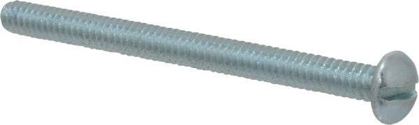 Value Collection - #10-24 UNC, 2-1/2" Length Under Head Slotted Drive Machine Screw - Round Head, Alloy Steel, Zinc-Plated Finish, Without Washer - Benchmark Tooling