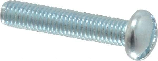 Value Collection - #10-32 UNF, 1" Length Under Head Slotted Drive Machine Screw - Round Head, Alloy Steel, Zinc-Plated Finish, Without Washer - Benchmark Tooling