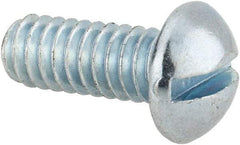 Value Collection - 1/4-20 UNC, 5/8" Length Under Head Slotted Drive Machine Screw - Round Head, Alloy Steel, Zinc-Plated Finish, Without Washer - Benchmark Tooling