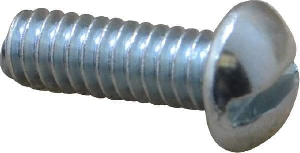 Value Collection - 1/4-20 UNC, 3/4" Length Under Head Slotted Drive Machine Screw - Round Head, Alloy Steel, Zinc-Plated Finish, Without Washer - Benchmark Tooling