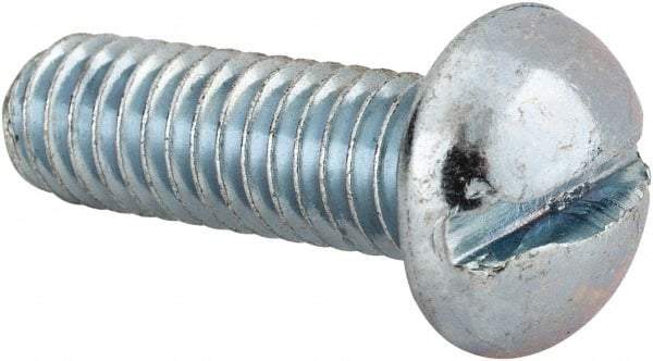 Value Collection - 5/16-18 UNC, 1" Length Under Head Slotted Drive Machine Screw - Round Head, Alloy Steel, Zinc-Plated Finish, Without Washer - Benchmark Tooling