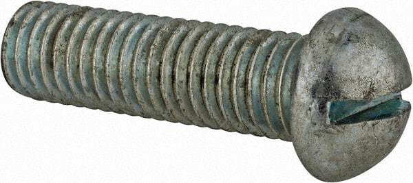 Value Collection - 1/2-13 UNC, 1-3/4" Length Under Head Slotted Drive Machine Screw - Round Head, Grade J82 Steel, Zinc-Plated Finish, Without Washer - Benchmark Tooling