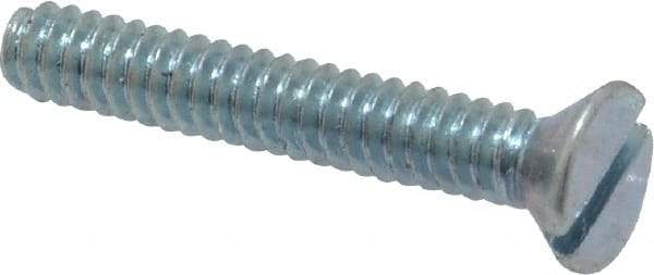 Value Collection - #6-32 UNC, 7/8" OAL Slotted Drive Machine Screw - Flat Head, Grade 2 Steel, Zinc-Plated Finish, Without Washer - Benchmark Tooling