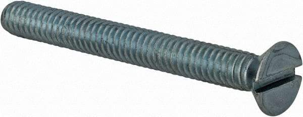 Value Collection - #8-32 UNC, 1-1/2" OAL Slotted Drive Machine Screw - Flat Head, Grade 2 Steel, Zinc-Plated Finish, Without Washer - Benchmark Tooling