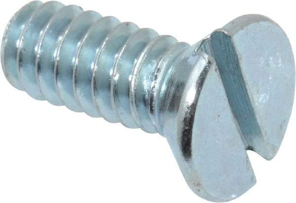 Value Collection - #10-24 UNC, 1/2" OAL Slotted Drive Machine Screw - Flat Head, Grade 2 Steel, Zinc-Plated Finish, Without Washer - Benchmark Tooling