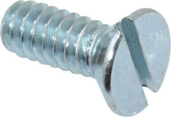 Value Collection - #10-24 UNC, 1/2" OAL Slotted Drive Machine Screw - Flat Head, Grade 2 Steel, Zinc-Plated Finish, Without Washer - Benchmark Tooling