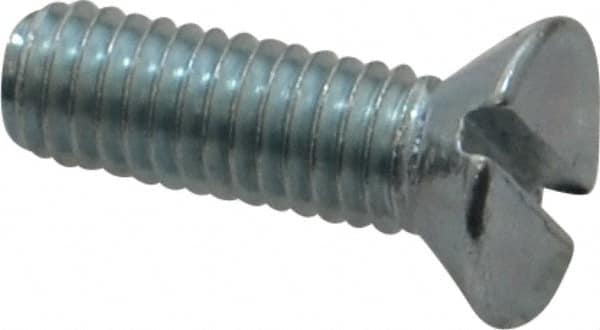Value Collection - #10-32 UNF, 5/8" OAL Slotted Drive Machine Screw - Flat Head, Grade 2 Steel, Zinc-Plated Finish, Without Washer - Benchmark Tooling