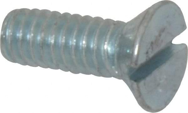 Value Collection - #12-24 UNC, 1/2" OAL Slotted Drive Machine Screw - Flat Head, Grade 2 Steel, Zinc-Plated Finish, Without Washer - Benchmark Tooling