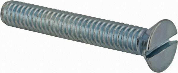 Value Collection - #12-24 UNC, 1-1/2" OAL Slotted Drive Machine Screw - Flat Head, Grade 2 Steel, Zinc-Plated Finish, Without Washer - Benchmark Tooling