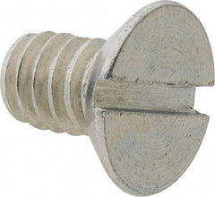 Value Collection - 1/4-20 UNC, 7/16" OAL Slotted Drive Machine Screw - Flat Head, Grade 2 Steel, Zinc-Plated Finish, Without Washer - Benchmark Tooling