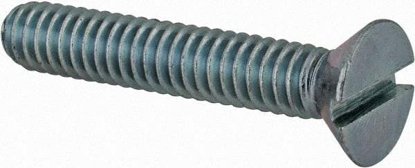 Value Collection - 1/4-20 UNC, 1-1/2" OAL Slotted Drive Machine Screw - Flat Head, Grade 2 Steel, Zinc-Plated Finish, Without Washer - Benchmark Tooling