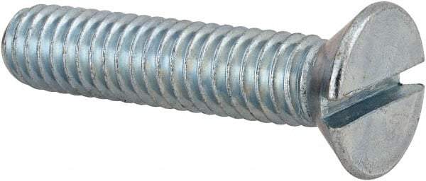 Value Collection - 5/16-18 UNC, 1-1/2" OAL Slotted Drive Machine Screw - Flat Head, Grade 2 Steel, Zinc-Plated Finish, Without Washer - Benchmark Tooling