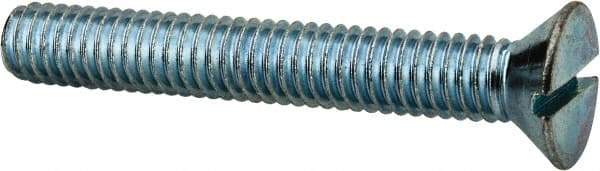 Value Collection - 5/16-18 UNC, 2-1/4" OAL Slotted Drive Machine Screw - Flat Head, Grade 2 Steel, Zinc-Plated Finish, Without Washer - Benchmark Tooling