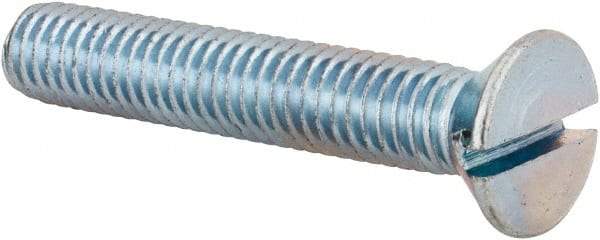 Value Collection - 3/8-16 UNC, 2-1/4" OAL Slotted Drive Machine Screw - Flat Head, Grade 2 Steel, Zinc-Plated Finish, Without Washer - Benchmark Tooling
