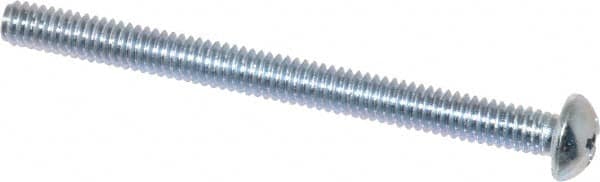 Value Collection - #8-32 UNC, 2" Length Under Head Phillips Drive Machine Screw - Round Head, Grade 2 Steel, Zinc-Plated Finish, Without Washer - Benchmark Tooling
