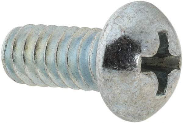 Value Collection - #10-24 UNC, 7/16" Length Under Head Phillips Drive Machine Screw - Round Head, Grade 2 Steel, Zinc-Plated Finish, Without Washer - Benchmark Tooling