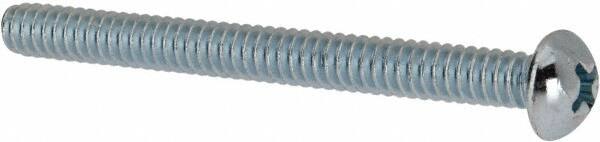 Value Collection - #10-24 UNC, 2" Length Under Head Phillips Drive Machine Screw - Round Head, Grade 2 Steel, Zinc-Plated Finish, Without Washer - Benchmark Tooling