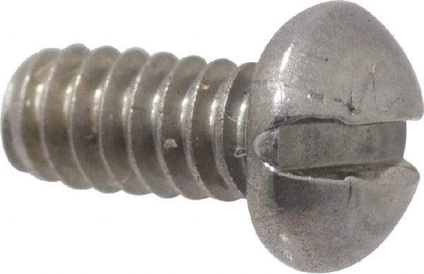 Value Collection - #4-40 UNC, 1/4" Length Under Head Slotted Drive Machine Screw - Round Head, Grade 18-8 Stainless Steel, Uncoated, Without Washer - Benchmark Tooling