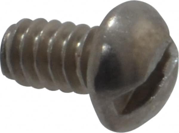 Value Collection - #6-32 UNC, 1/4" Length Under Head Slotted Drive Machine Screw - Round Head, Grade 18-8 Stainless Steel, Uncoated, Without Washer - Benchmark Tooling