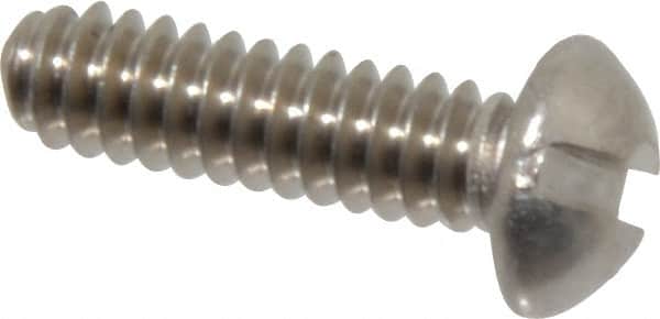 Value Collection - #6-32 UNC, 1/2" Length Under Head Slotted Drive Machine Screw - Round Head, Grade 18-8 Stainless Steel, Uncoated, Without Washer - Benchmark Tooling