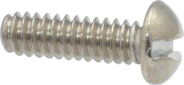 Value Collection - #10-24 UNC, 5/8" Length Under Head Slotted Drive Machine Screw - Round Head, Grade 18-8 Stainless Steel, Uncoated, Without Washer - Benchmark Tooling