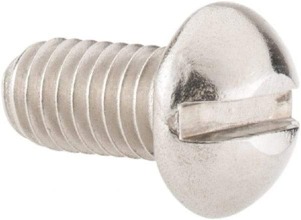 Value Collection - #10-32 UNF, 3/8" Length Under Head Slotted Drive Machine Screw - Round Head, Grade 18-8 Stainless Steel, Uncoated, Without Washer - Benchmark Tooling