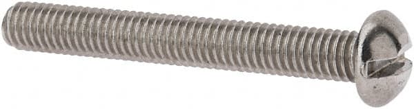 Value Collection - #10-32 UNF, 1-1/2" Length Under Head Slotted Drive Machine Screw - Round Head, Grade 18-8 Stainless Steel, Uncoated, Without Washer - Benchmark Tooling
