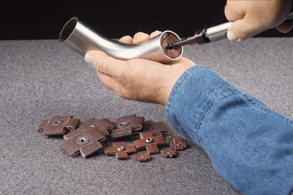 Made in USA - 60 Grit, Medium Grade, Aluminum Oxide Cross Pad - 5" Long x 2" Wide x 2" Thick, Cloth Backed, X Backing Weight, 10 Ply, 7,500 Max RPM - Benchmark Tooling