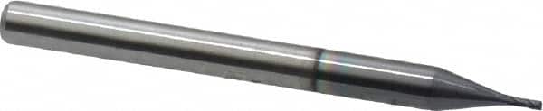 Atrax - 1/32", 5/64" LOC, 1/8" Shank Diam, 1-1/2" OAL, 4 Flute, Solid Carbide Square End Mill - Single End, AlTiN Finish, Spiral Flute, 30° Helix, Centercutting, Right Hand Cut, Right Hand Flute - Benchmark Tooling